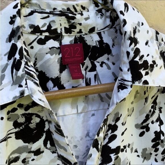 Take 50% OFF- 212 Collection Women's Button-Down Black&White Shirt, Size-M - Picture 2 of 4
